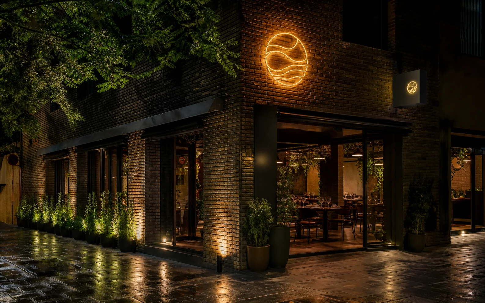 Restaurante con identidad luminosa