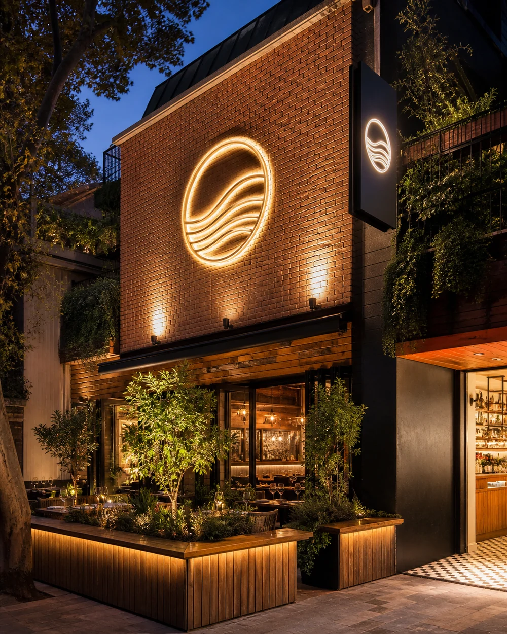 Letrero luminoso para restaurante